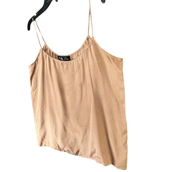 Emma Lang Cami Top Womens M Tan Silk Spaghetti Strap Lightweight Boxy Modern - Picture 2 of 11